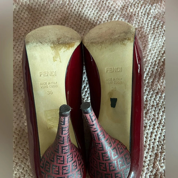 Fendi Burgundy Patent Leather Heels - Picture 12 of 16